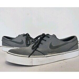 Nike SB Shoes Mens 9 Stefan Janoski Grey Textured Leather Skate 616490-003